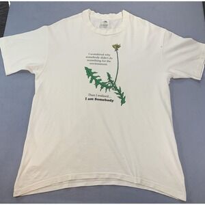 Vintage 1990s Graphic Earth Day T-Shirt Size XL Single Stitch Hippy Flower USA